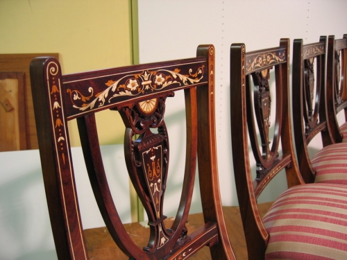 Brazilian Rosewood, marquetry chairs.
