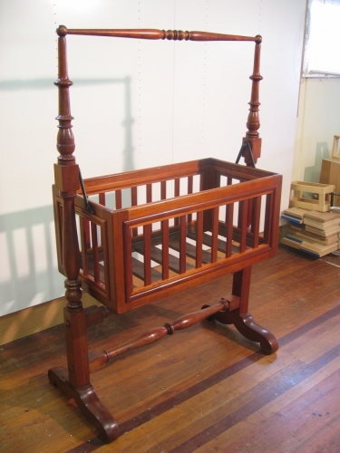 Cedar cradle by Joseph Sly and important Colonial cabinetmaker. Restored after the 2011 Brisbane floods